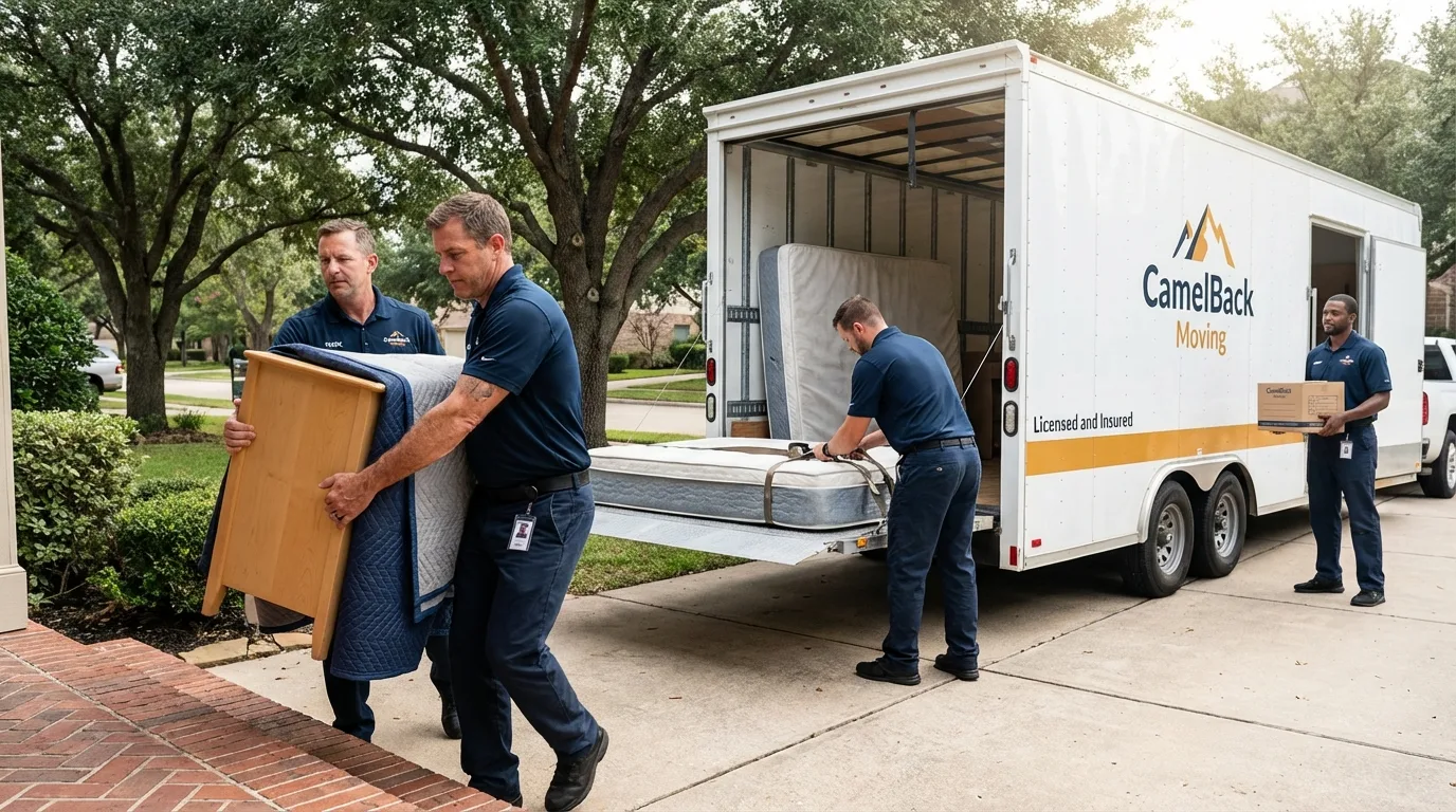 Crew loading residential truck for cross-state move from Gordonsville, TN