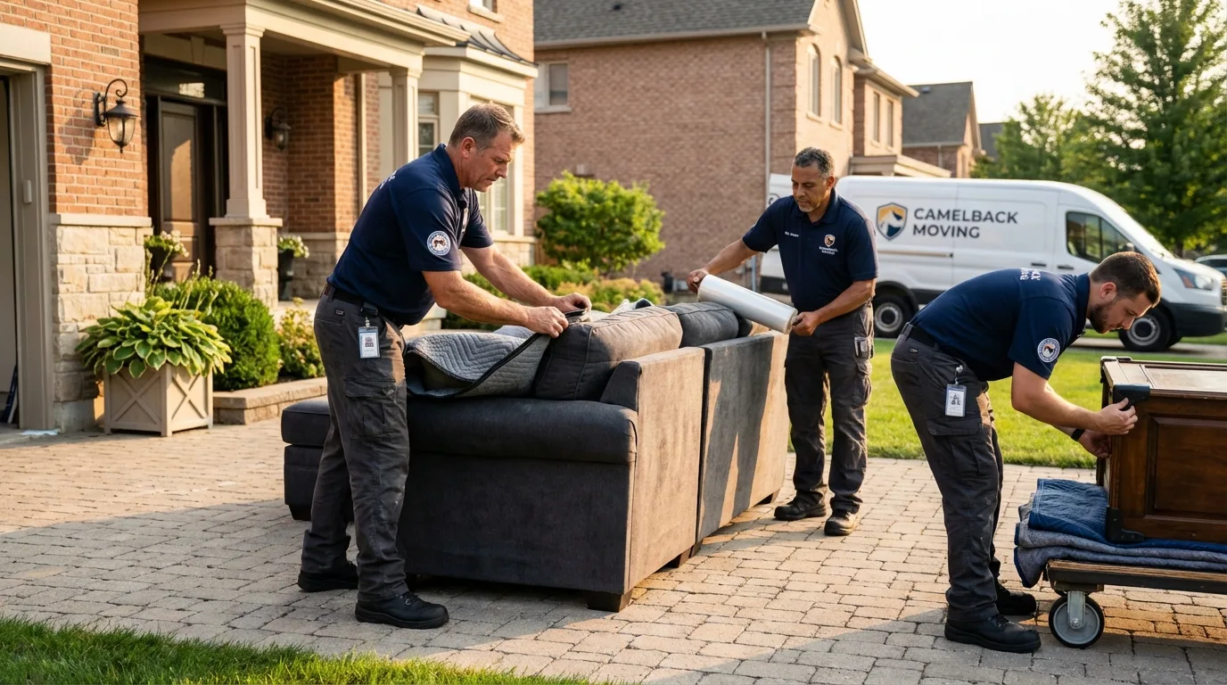Large estate moving crew wrapping furniture in Gordonsville, TN